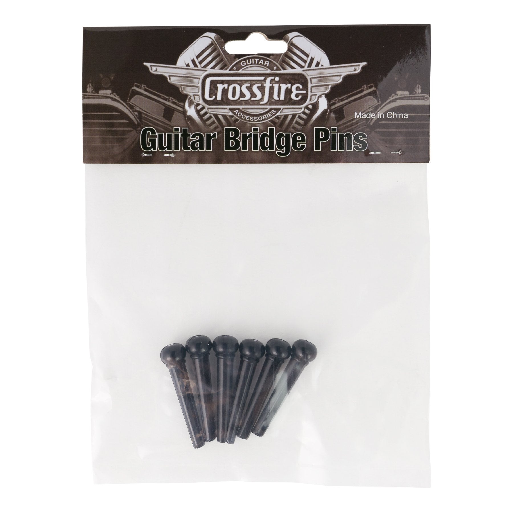 Crossfire Acoustic Guitar Bridge Pins Set of 6 (Black)-CFBP-6P-BLK