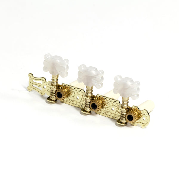 Crossfire Acoustic Guitar Machine Head Set (Gold with Fancy Buttons)-CMH-CGF-GLD