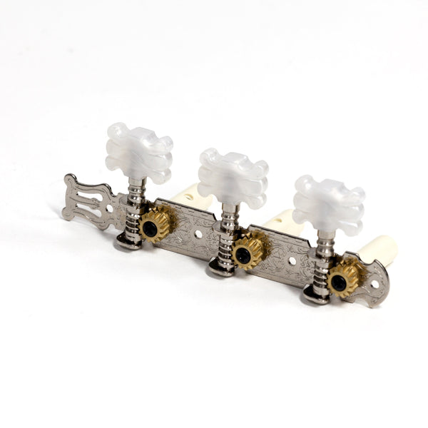 Crossfire Acoustic Guitar Machine Head Set (Nickel with Fancy Buttons)-CMH-CGF-NKL