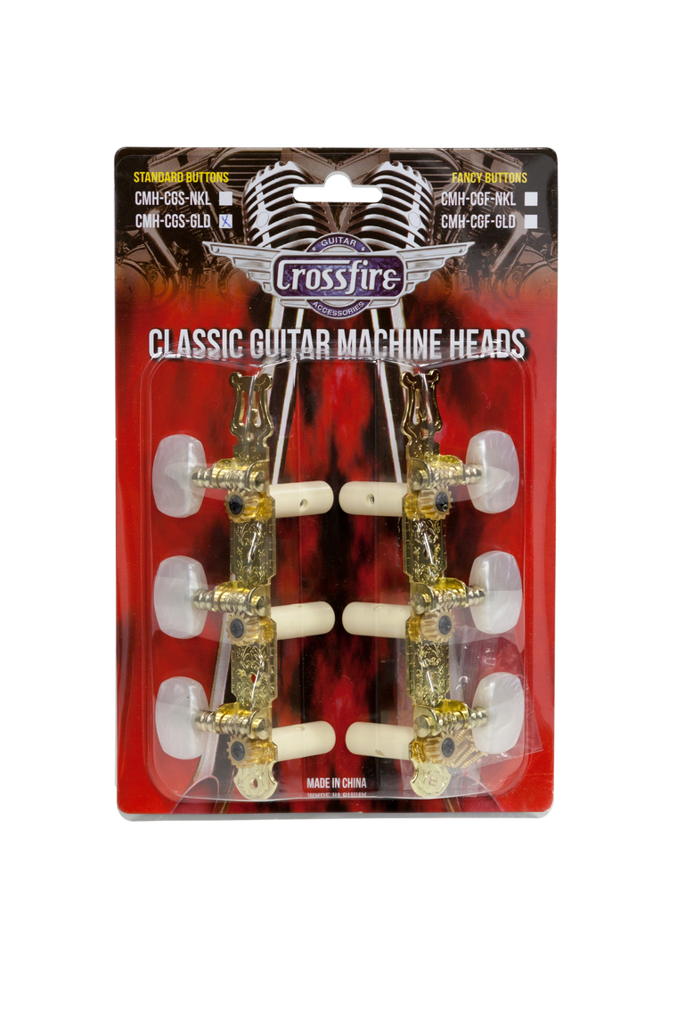 Crossfire Classical Guitar Machine Head Set (Gold with Buttons)