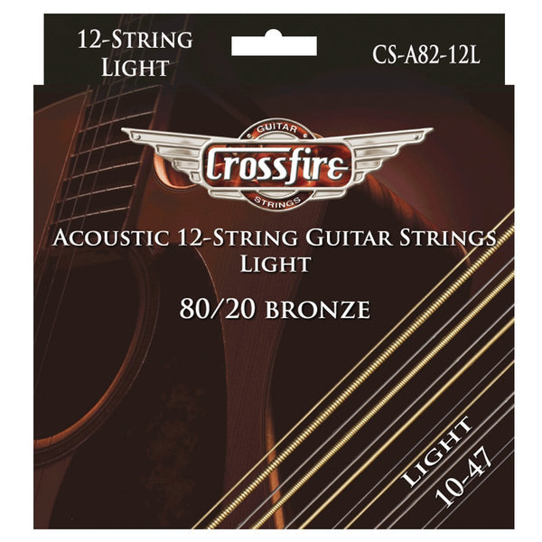 Crossfire Light 80/20 Bronze 12-String Acoustic Guitar Strings (10-47)-CS-A82-12L