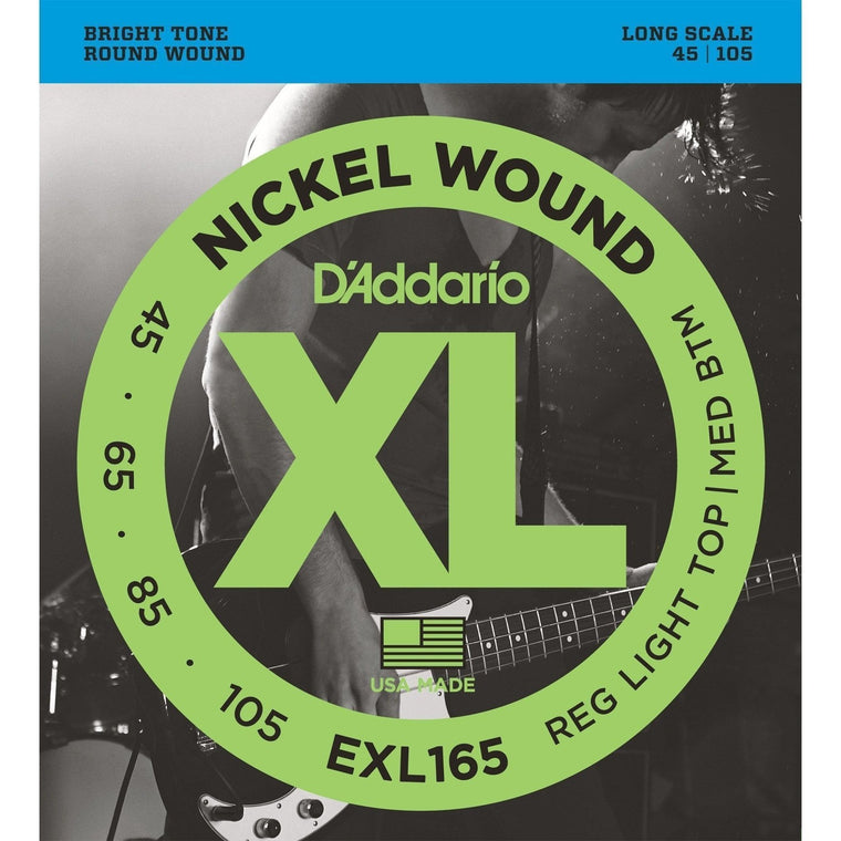 D'Addario EXL165 Regular Light Top/Medium Bottom Bass Guitar Strings (45-105)