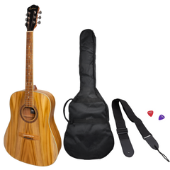 Martinez '41 Series' Dreadnought Acoustic Guitar Pack with Built-in Tuner (Jati-Teakwood)