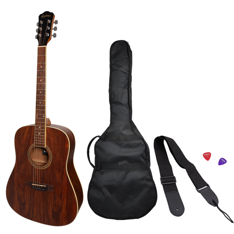 Martinez '41 Series' Dreadnought Acoustic Guitar Pack with Built-in Tuner (Rosewood)