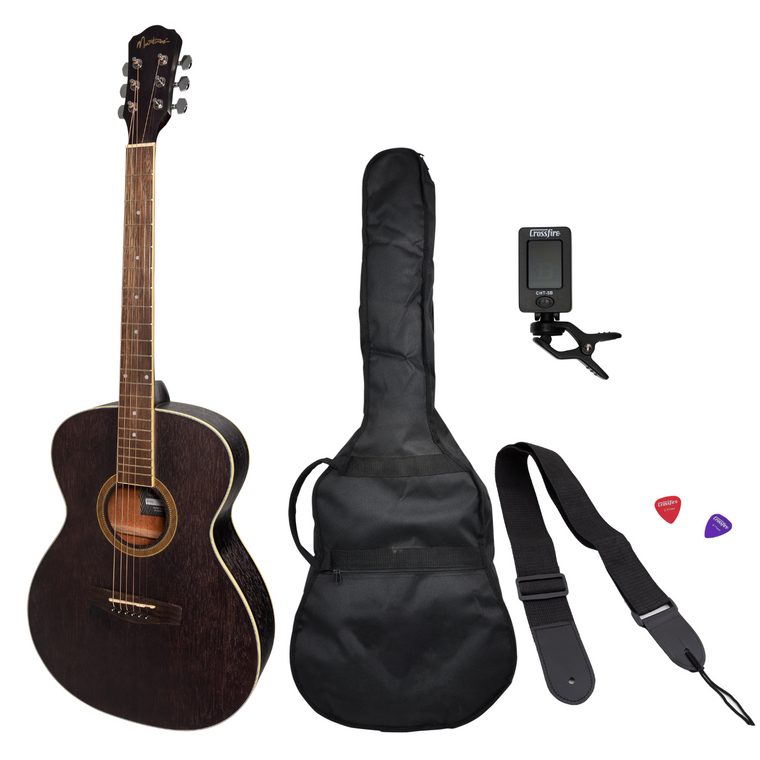 Martinez '41 Series' Folk Size Acoustic Guitar Pack (Black)