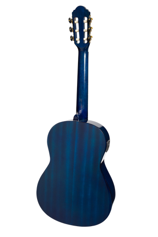 Martinez G-Series 3/4 Size Electric Classical Guitar with Tuner (Blue-Gloss)