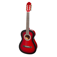Martinez G-Series 3/4 Size Electric Classical Guitar with Tuner (Trans Wine Red-Gloss)-MC-34GT-TWR