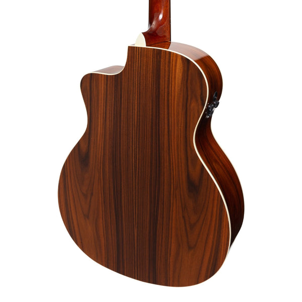 Saga '850 Series' Solid Spruce Top Acoustic-Electric Small-Body Cutaway Guitar (Natural Gloss)
