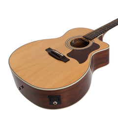 Saga '850 Series' Solid Spruce Top Acoustic-Electric Small-Body Cutaway Guitar (Natural Gloss)