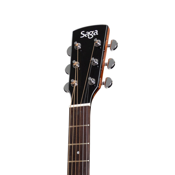 Saga '850 Series' Solid Spruce Top Acoustic-Electric Small-Body Cutaway Guitar (Natural Gloss)