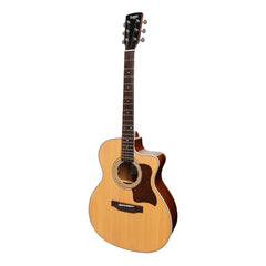 Saga '850 Series' Solid Spruce Top Acoustic-Electric Small-Body Cutaway Guitar (Natural Gloss)-SF850GE