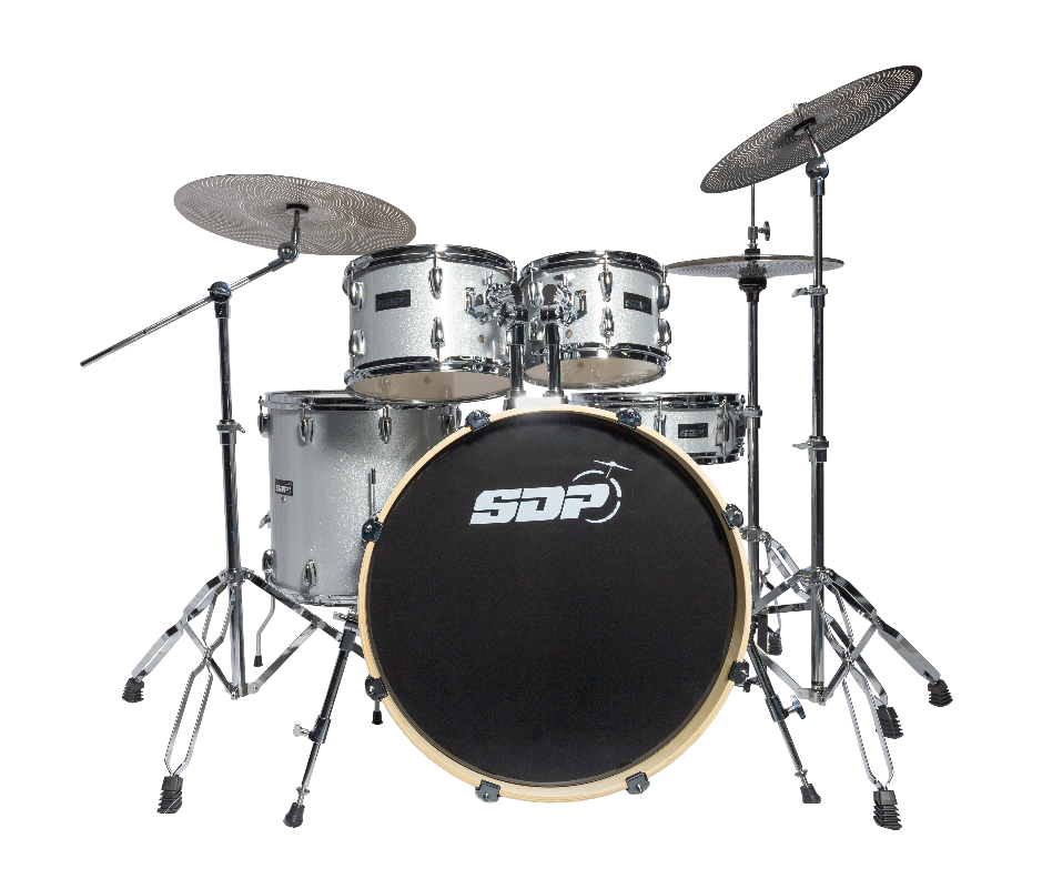Sonic Drive 5-Piece Stage Series Drum Kit with Silent Cymbals (Silver Sparkle)