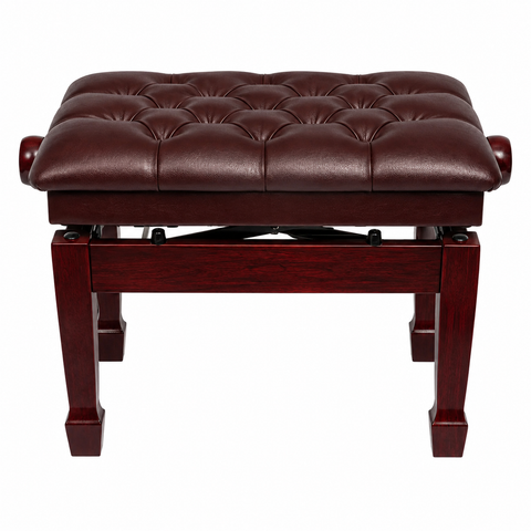 Crown Deluxe Tufted Hydraulic  Height Adjustable Piano Bench (Mahogany)