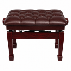Crown Deluxe Tufted Hydraulic  Height Adjustable Piano Bench (Mahogany)