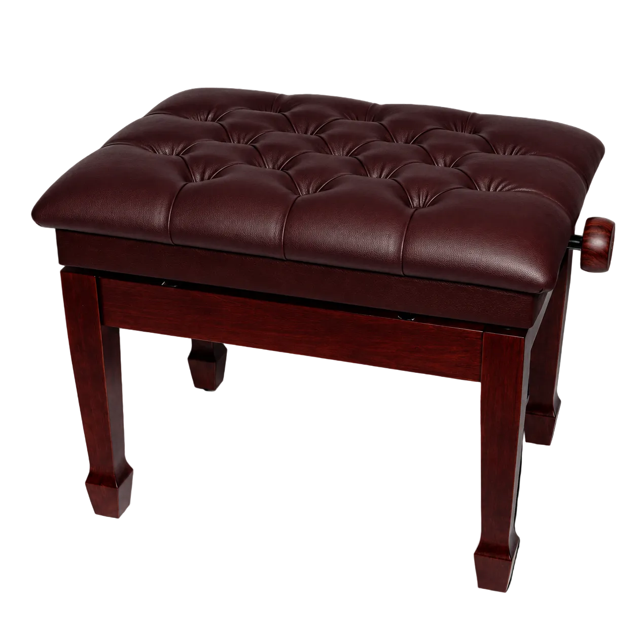 Crown Deluxe Tufted Hydraulic  Height Adjustable Piano Bench (Mahogany)