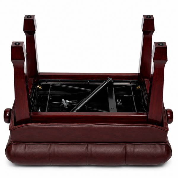 Crown Premium Skirted & Tufted Hydraulic Height Adjustable Piano Bench (Mahogany)