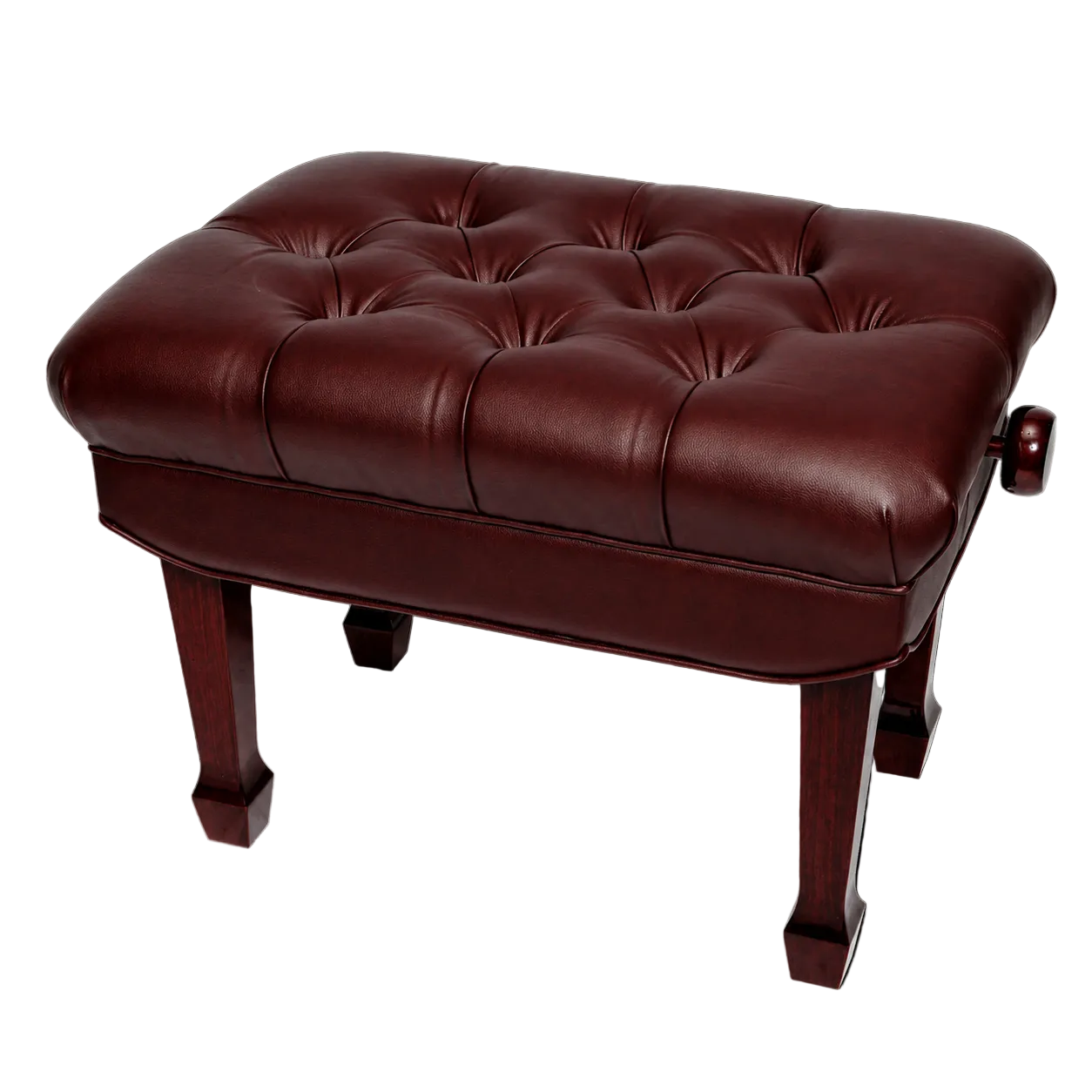 Crown Premium Skirted & Tufted Hydraulic Height Adjustable Piano Bench (Mahogany)