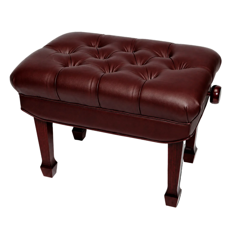 Crown Premium Skirted & Tufted Hydraulic Height Adjustable Piano Bench (Mahogany)