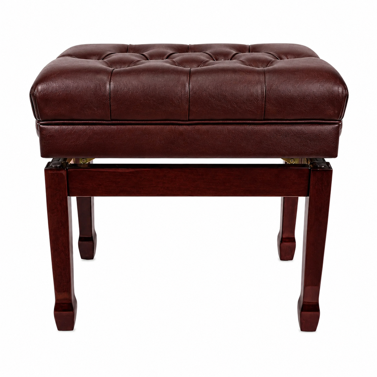Crown Premium Tufted Double Padded Height Adjustable Piano Stool with Storage Compartment (Mahogany)
