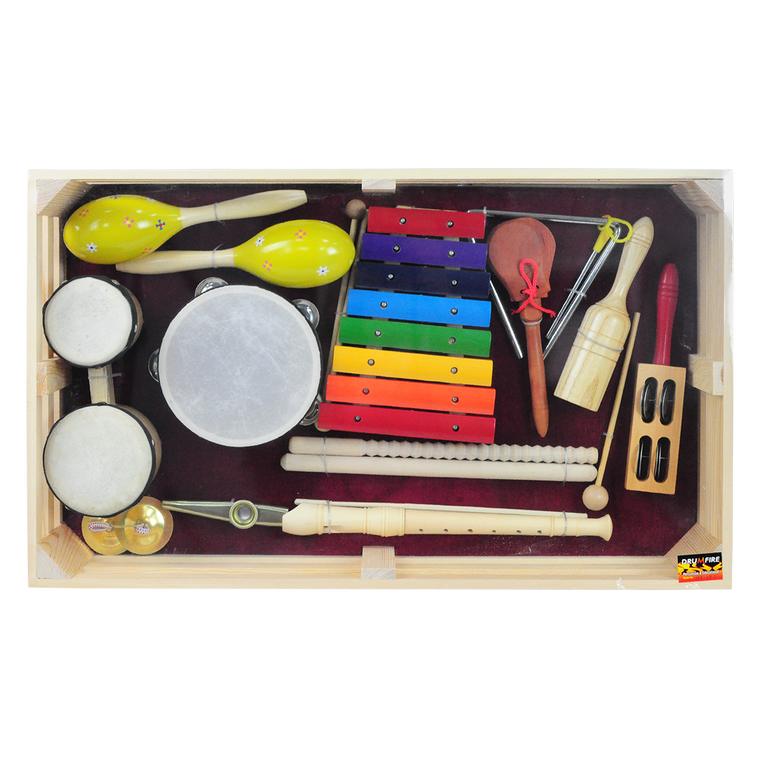 Drumfire Hand Percussion Pack with Wooden Crate (13-Piece)
