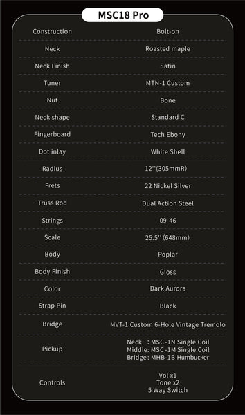 MOOER MSC18 ELECTRIC GUITAR (DARK AURORA)