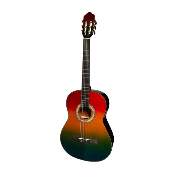 Martinez 'Slim Jim' G-Series Full Size Classical Guitar with Built-in Tuner (Multi-Coloured)