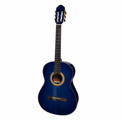 Martinez 'Slim Jim' G-Series Full Size Classical Guitar with Built-in Tuner (Transparent Blue)