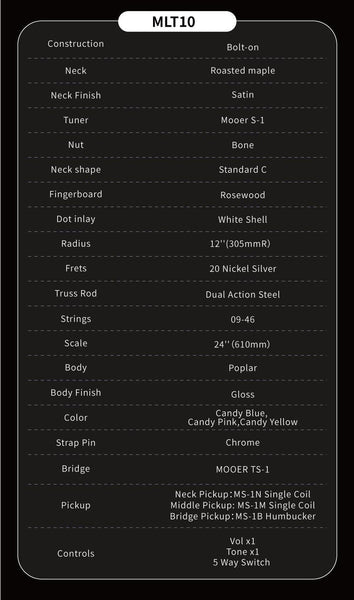 MOOER MLT10 OFFSET LIGHT ELECTRIC GUITAR (CANDY YELLOW)