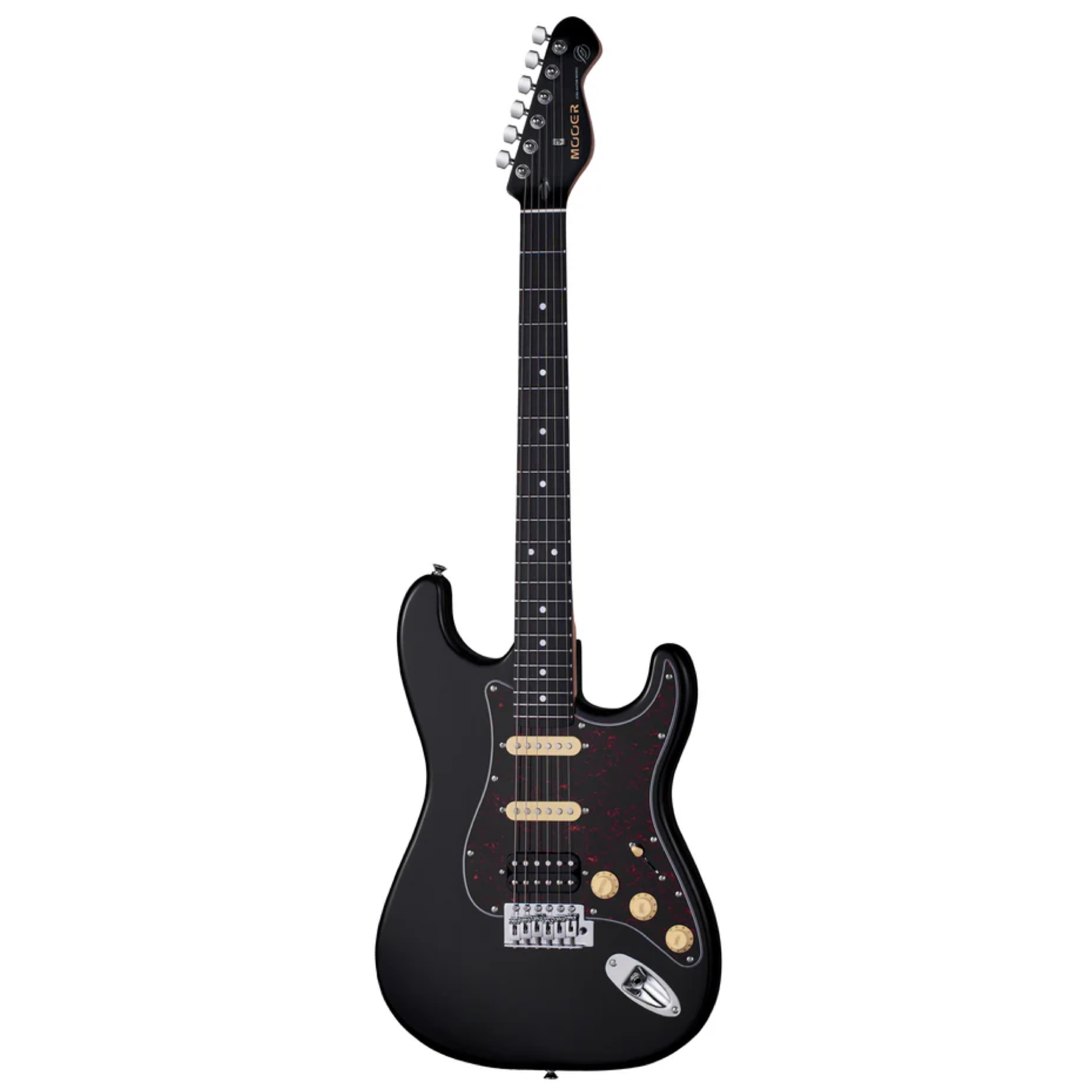 MOOER MSC10 ST-STYLE ELECTRIC GUITAR (BLACK/TORTOISE SCRATCH PLATE)