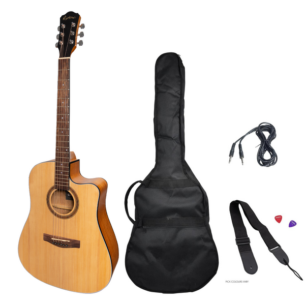 Martinez '41 Series' Dreadnought Cutaway Acoustic-Electric Guitar Pack (Spruce/Mahogany)