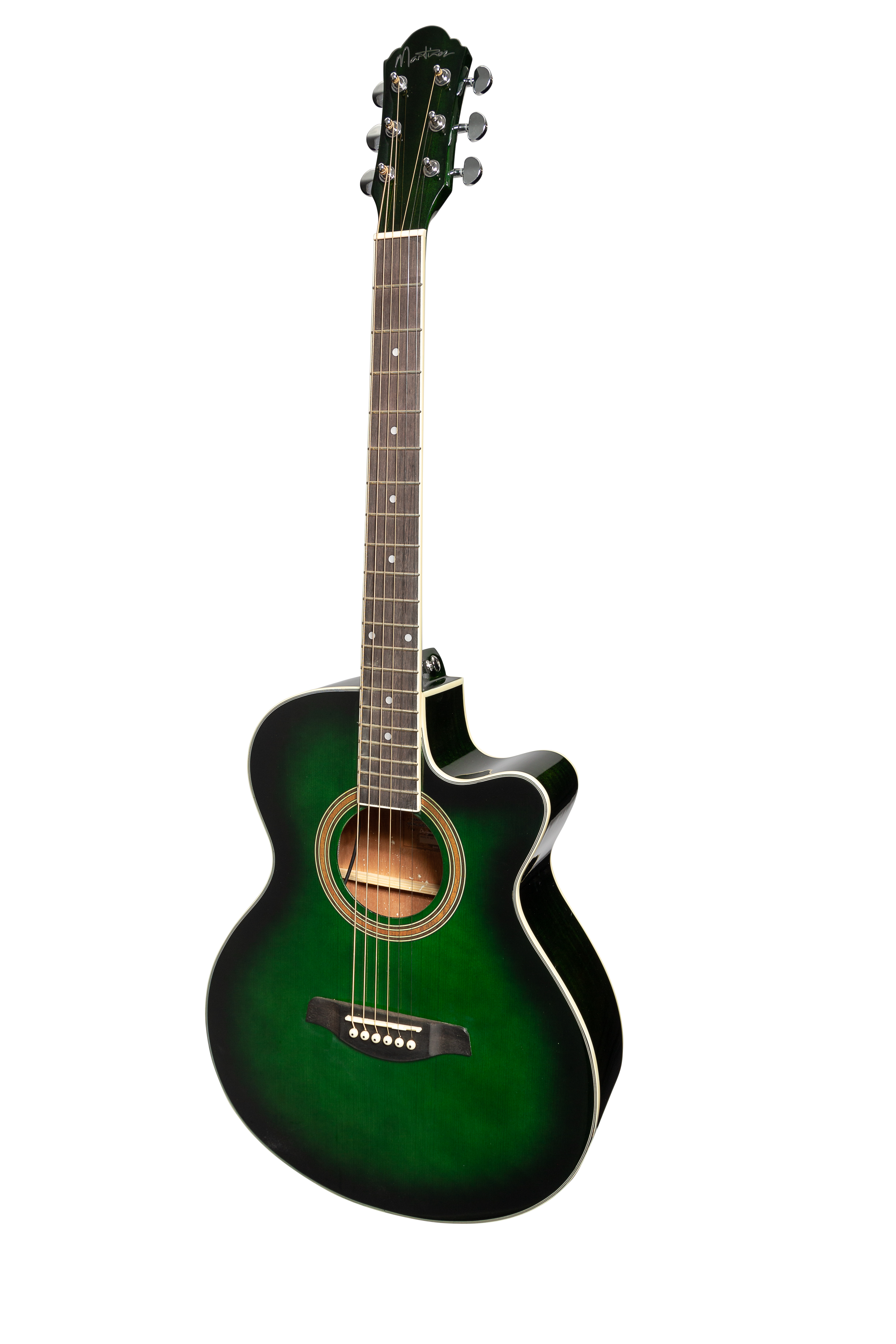 Martinez '41 Series' Folk Size Cutaway Acoustic-Electric Guitar (Green Burst)