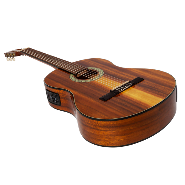 Martinez '51 Series' 4/4 Size Electric Classical Guitar with Tuner Koa (Gloss)