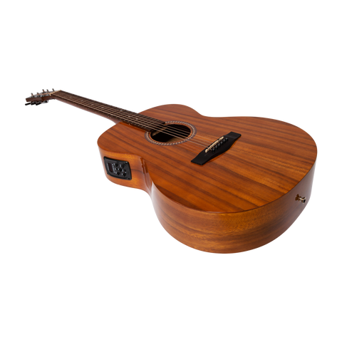 Martinez Acoustic-Electric Gloss Small Body Guitar with Built-In Tuner (Koa)