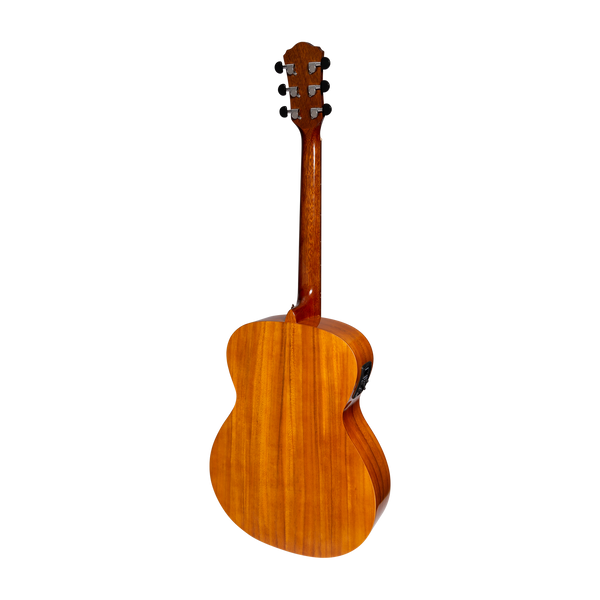 Martinez Acoustic-Electric Gloss Small Body Guitar with Built-In Tuner (Koa)