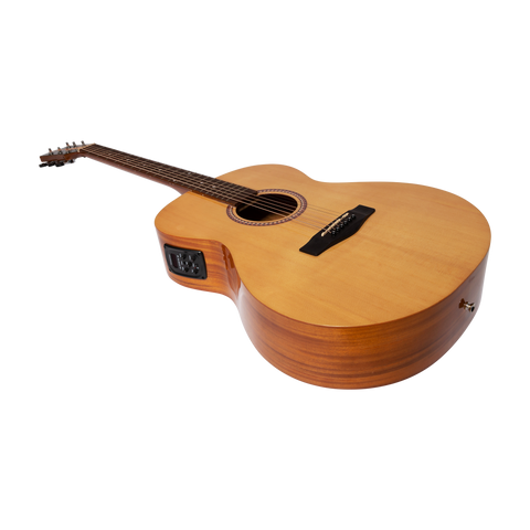 Martinez Acoustic-Electric Gloss Small Body Guitar with Built-In Tuner (Spruce/Koa)