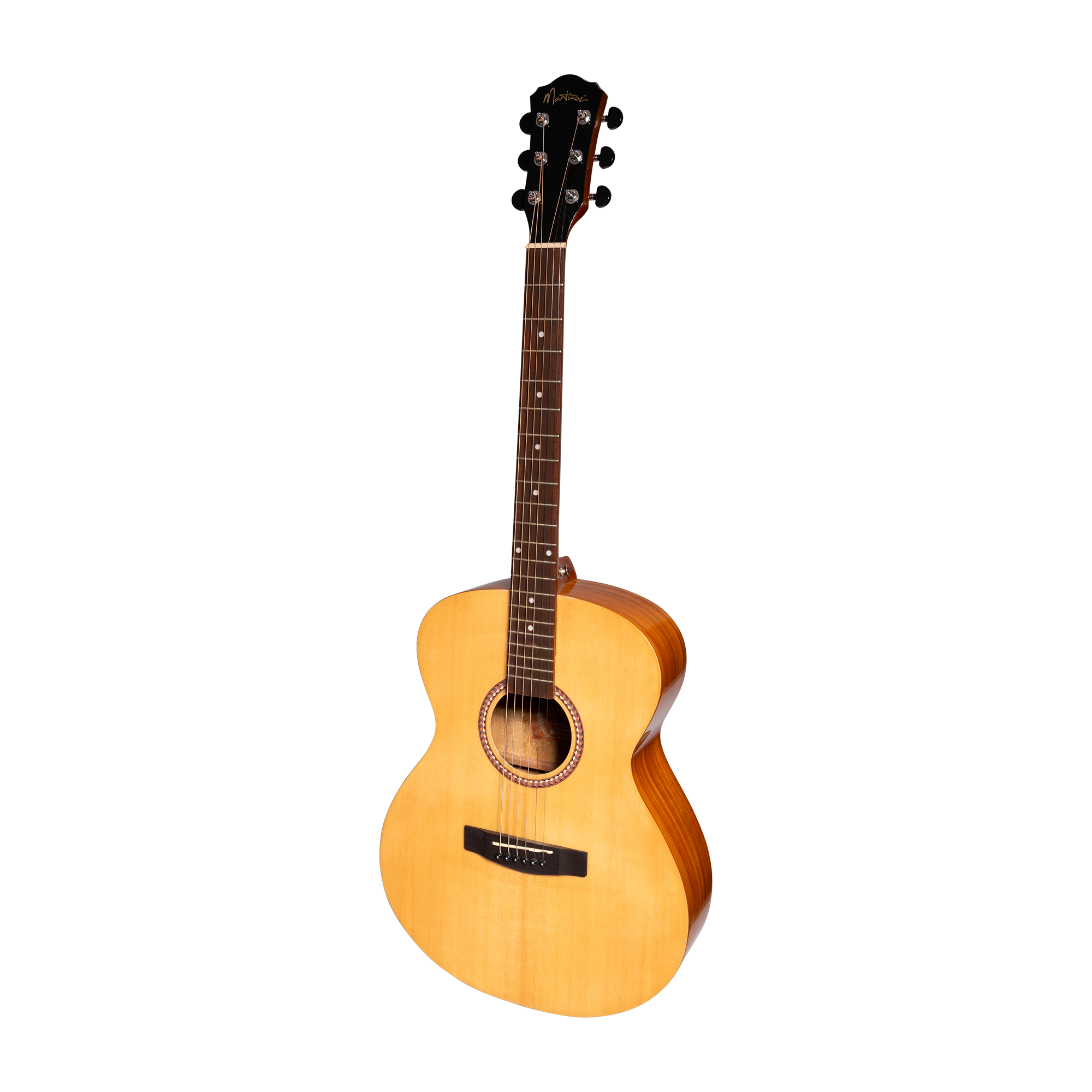 Martinez Acoustic-Electric Gloss Small Body Guitar with Built-In Tuner (Spruce/Koa)