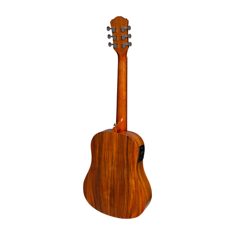 Martinez Acoustic-Electric Gloss Traveller Guitar with Built-In Tuner (Koa)