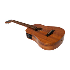 Martinez Acoustic-Electric Gloss Traveller Guitar with Built-In Tuner (Koa)