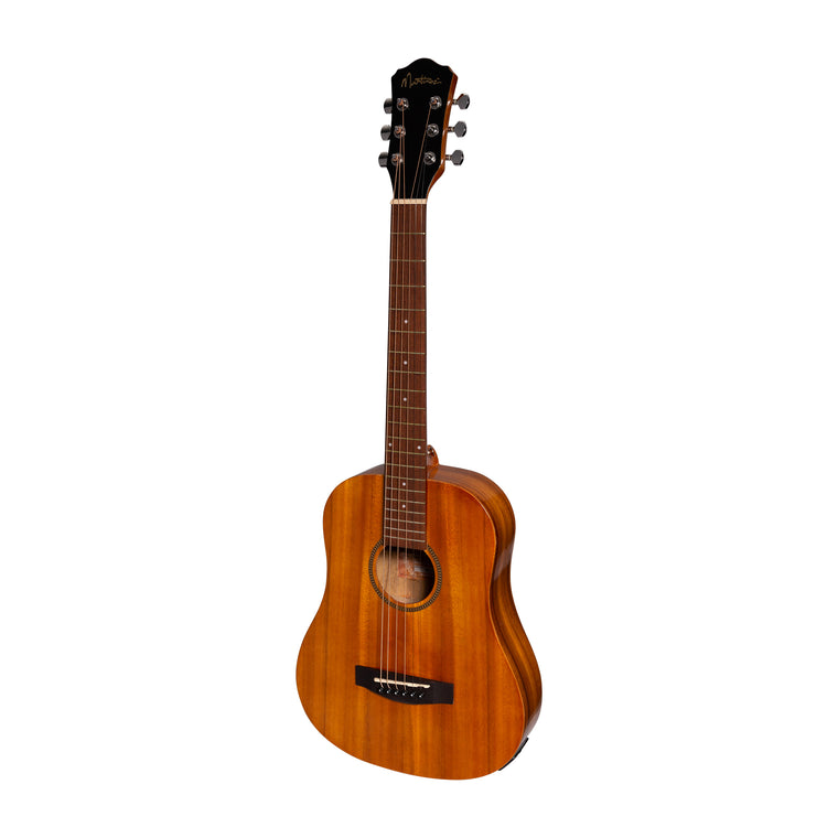 Martinez Acoustic-Electric Gloss Traveller Guitar with Built-In Tuner (Koa)