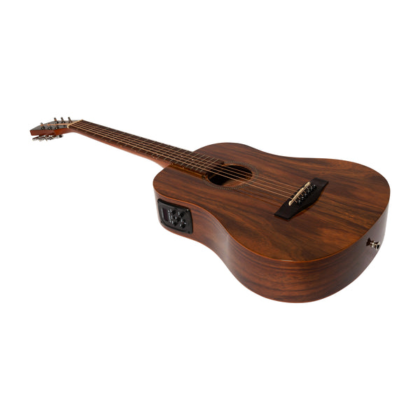 Martinez Acoustic-Electric Gloss Traveller Guitar with Built-In Tuner (Rosewood)