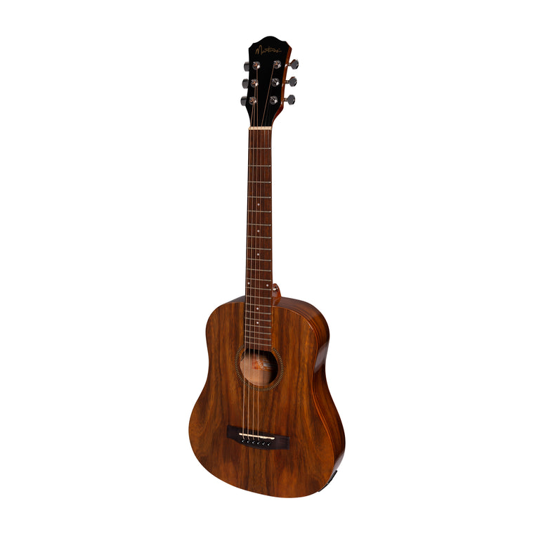 Martinez Acoustic-Electric Gloss Traveller Guitar with Built-In Tuner (Rosewood)
