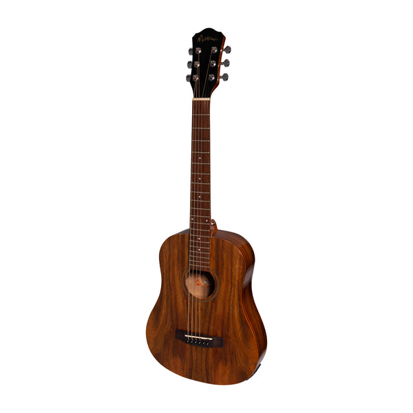 Martinez Acoustic-Electric Gloss Traveller Guitar with Built-In Tuner (Rosewood)