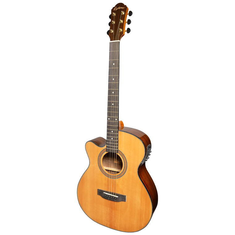 Martinez 'Anniversary Series' Folk Size Cutaway Solid-top Acoustic-Electric Guitar (Natural)