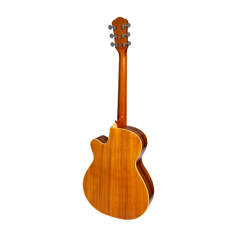 Martinez Jazz Hybrid Acoustic-Electric Gloss Small Body Cutaway Guitar (Koa)