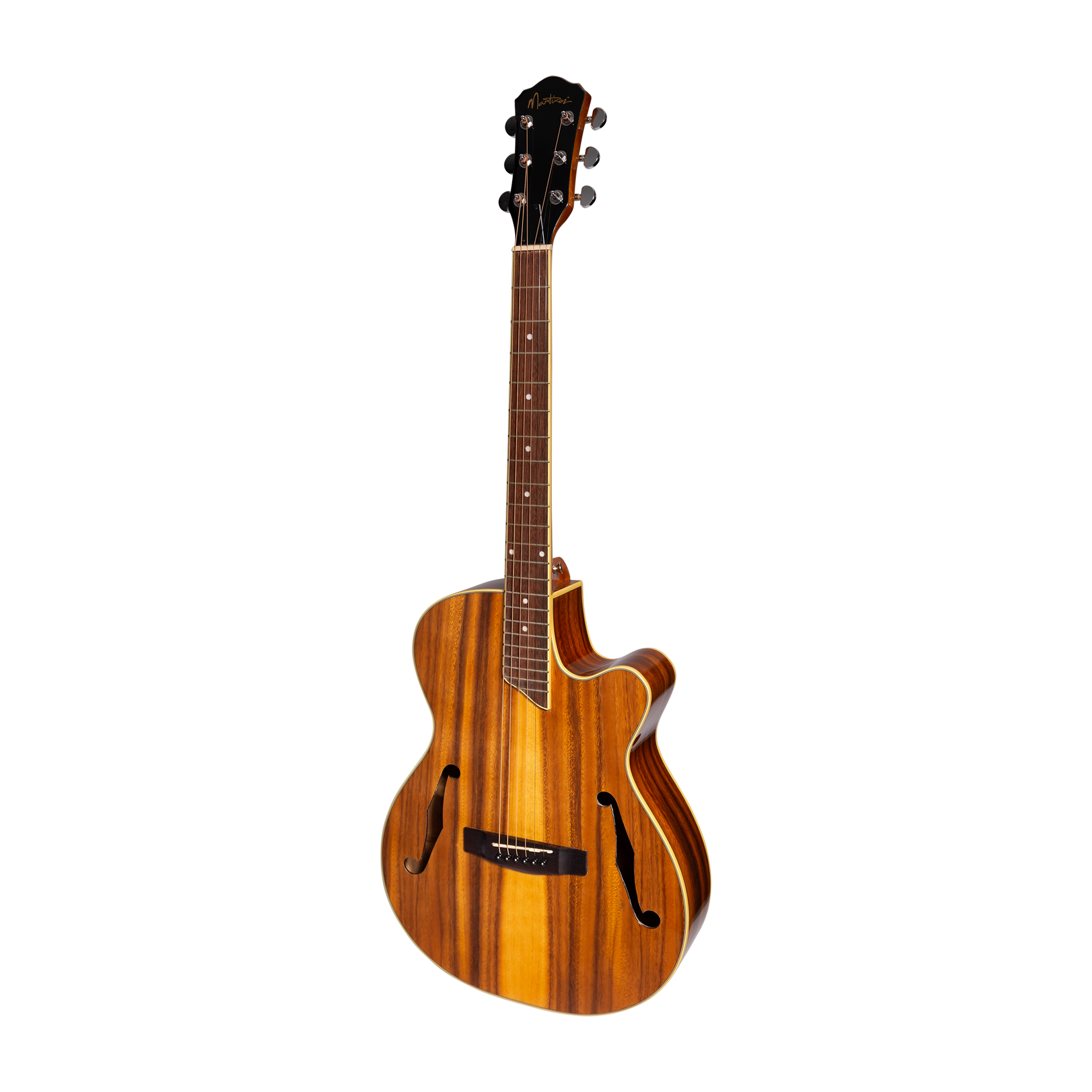 Martinez Jazz Hybrid Acoustic-Electric Gloss Small Body Cutaway Guitar (Koa)