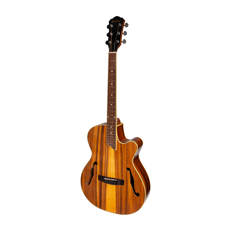 Martinez Jazz Hybrid Acoustic-Electric Gloss Small Body Cutaway Guitar (Koa)