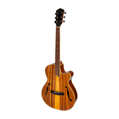 Martinez Jazz Hybrid Acoustic-Electric Gloss Small Body Cutaway Guitar (Koa)
