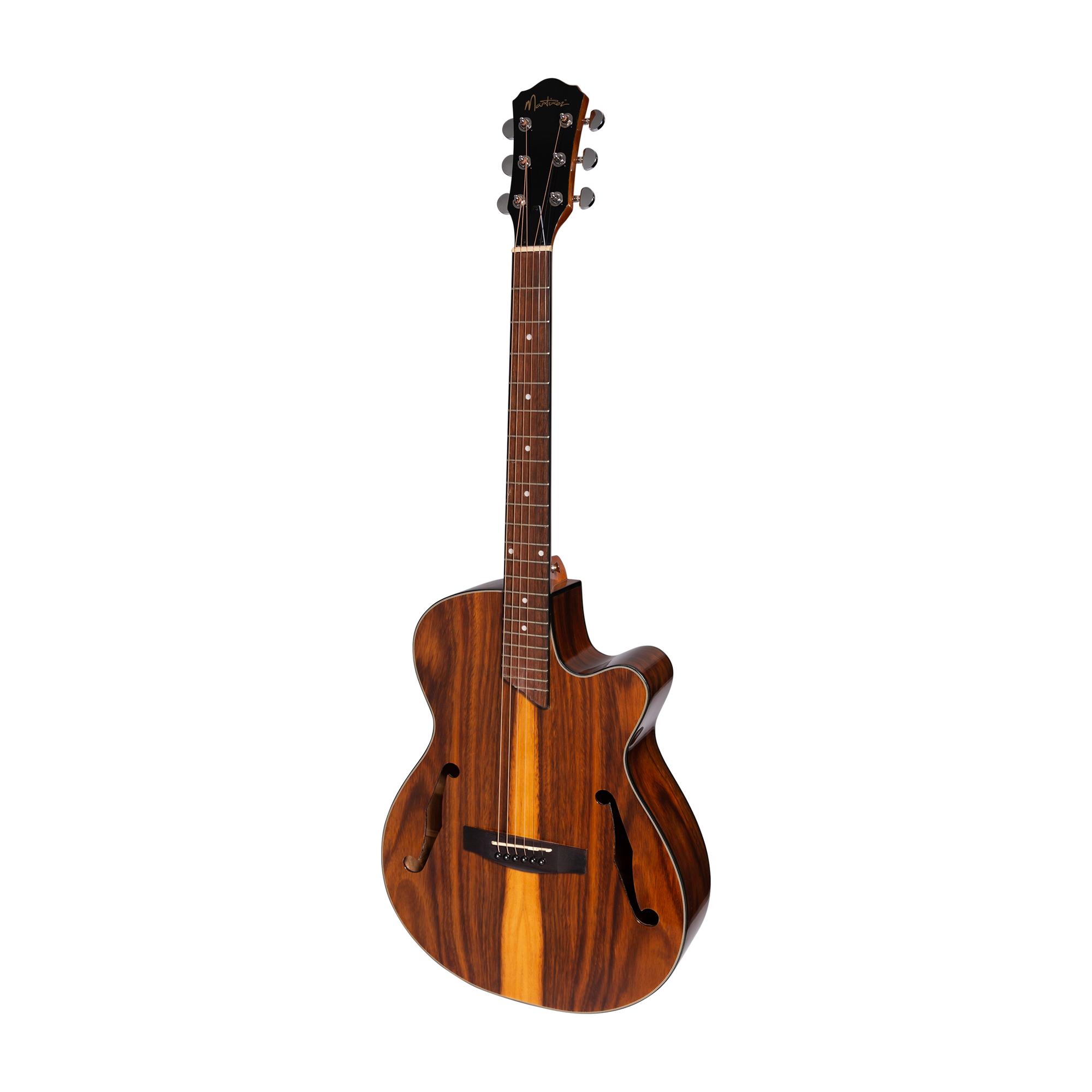 Martinez Jazz Hybrid Acoustic-Electric Gloss Small Body Cutaway Guitar (Rosewood)