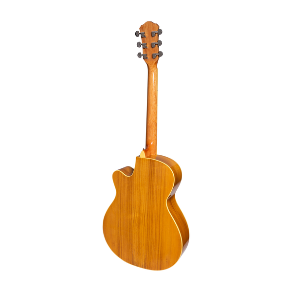 Martinez Jazz Hybrid Acoustic Gloss Small Body Cutaway Guitar (Jati-Teakood)