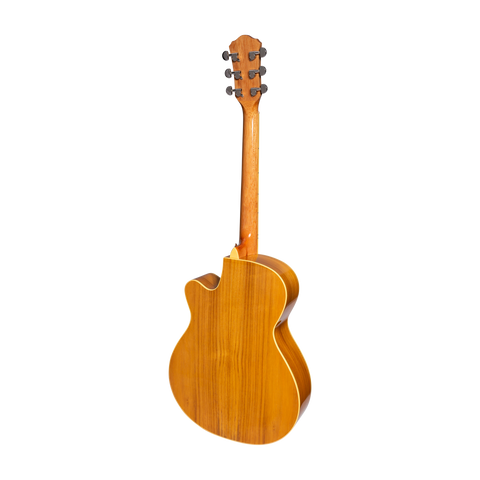 Martinez Jazz Hybrid Acoustic Gloss Small Body Cutaway Guitar (Jati-Teakood)